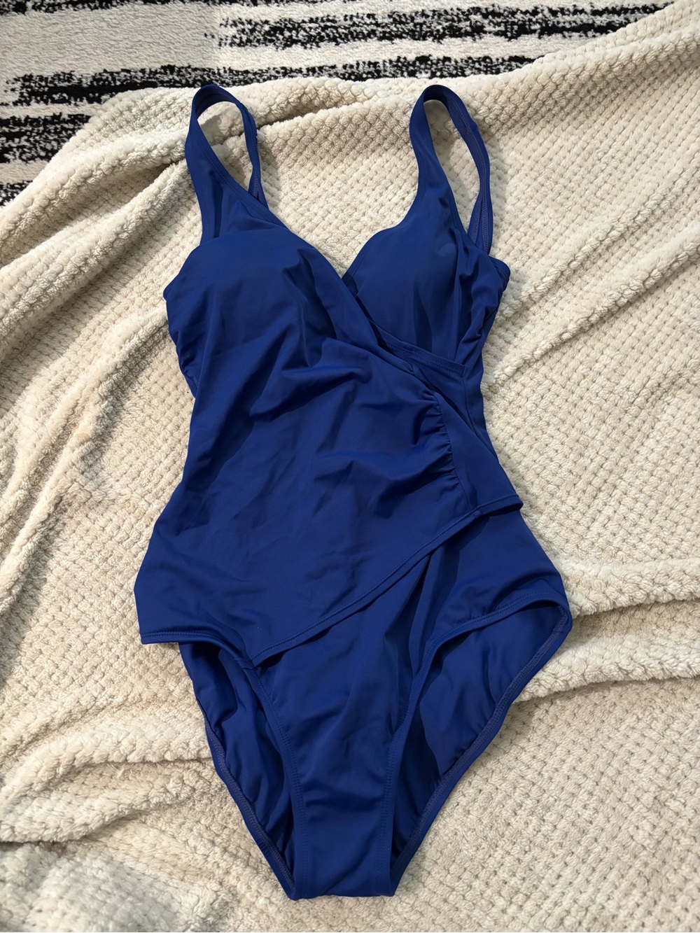 Jantzen Royal Blue One-Piece Swimwear with Wrap Front Slimming Summer Swim